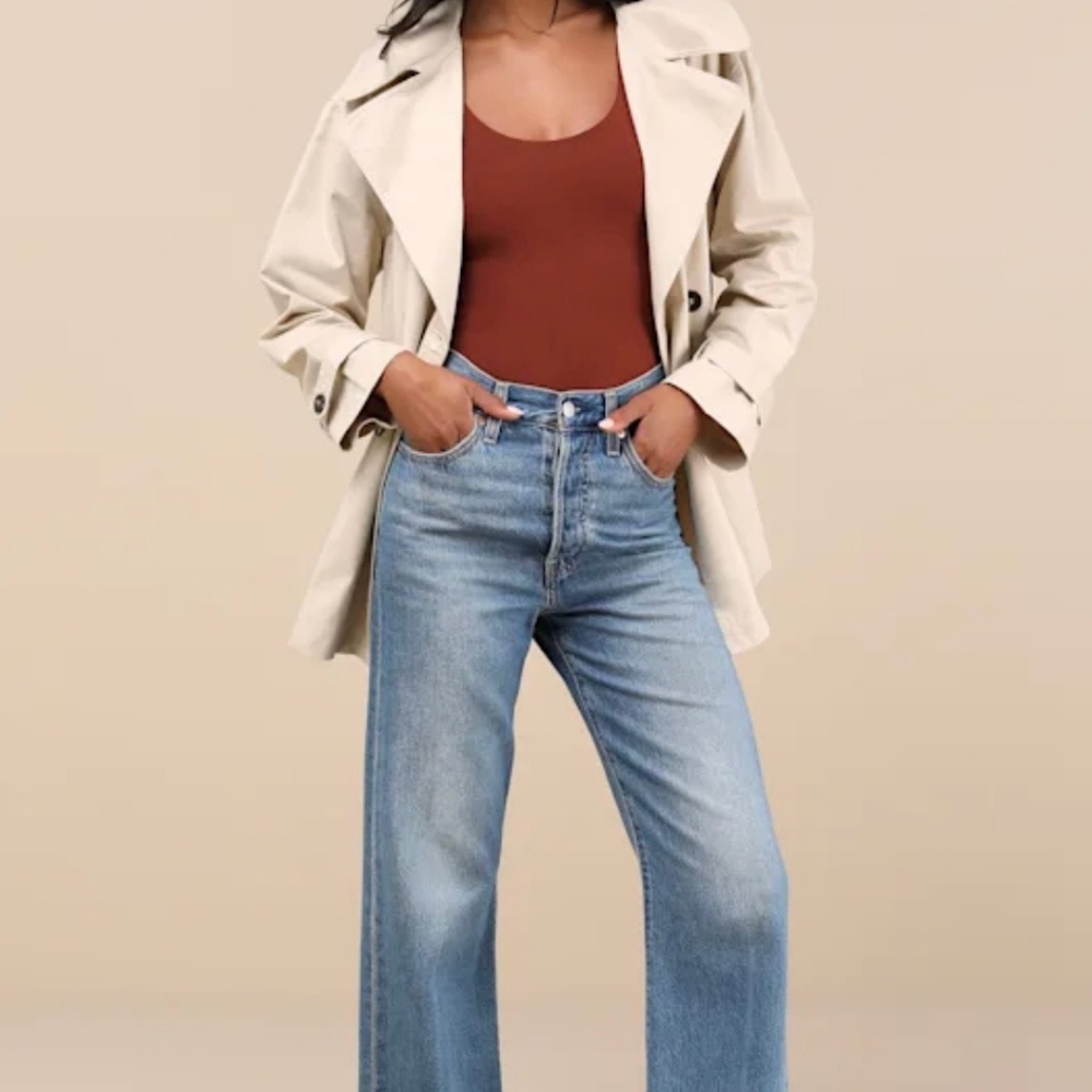 NWT Lulus Women's Cream Double-Breasted Coat - Picture 2 of 7
